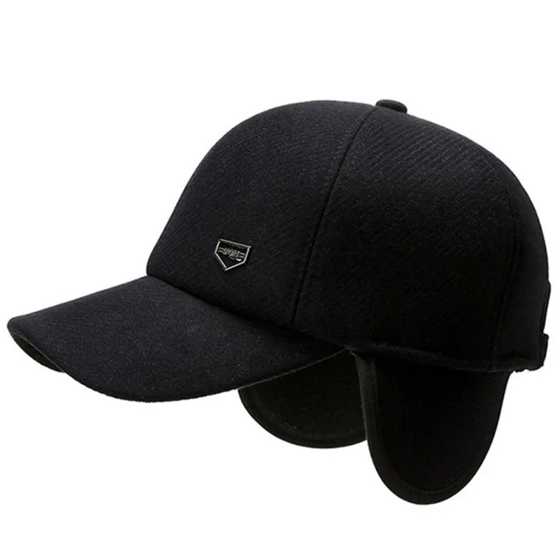 New Winter Hat Men's Casual Warm Baseball Cap Plus Velvet Ear Protection Caps Middle-aged Elderly Dad Cotton Cap Earmuffs Hats