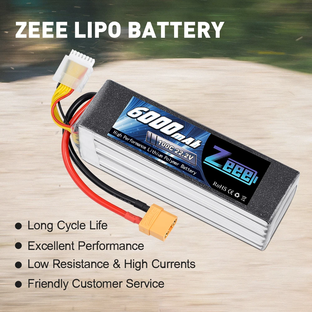 Zeee 6s lipo batterie 22,2 v 6000mah 100c rc batterie xt90 stecker für rennsport fpv drohne hubschrauber auto boot lkw rc lipo modelle teile