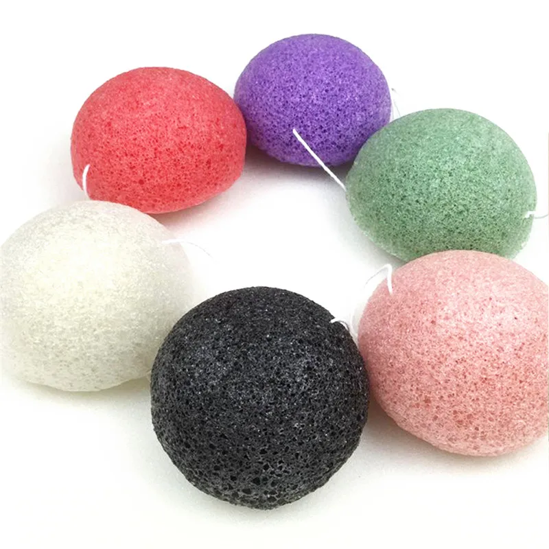 1Pc Natural Facial Cleanse Exfoliator Puff Face Cleaning Sponge Round Shape Konjac Face Washing Sponge Facial Cleanser Tools