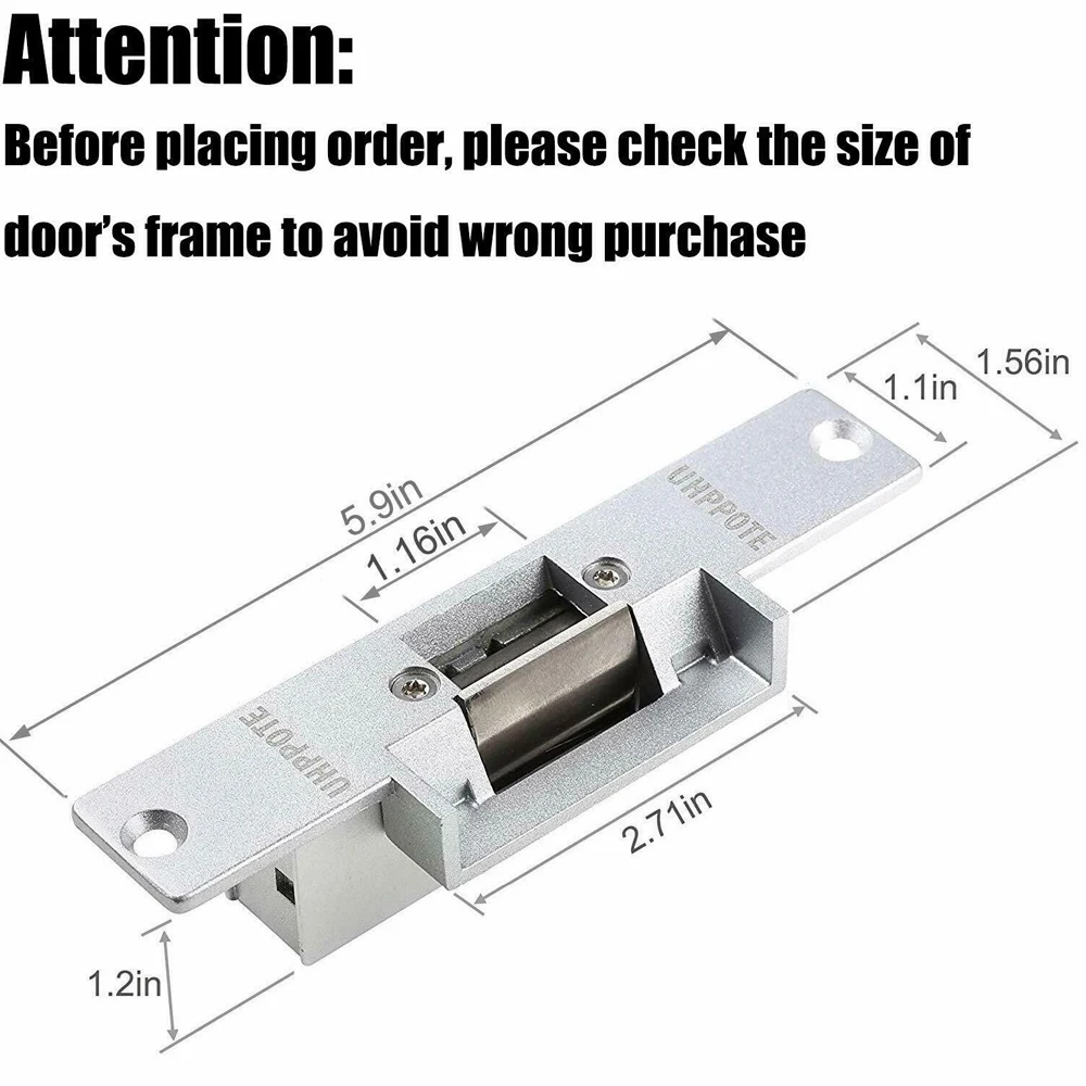 Imagem -05 - Elétrica Strike Lock Modo nc Porta Acesso Sistema de Controle Fail Secure 12v Aço Inoxidável