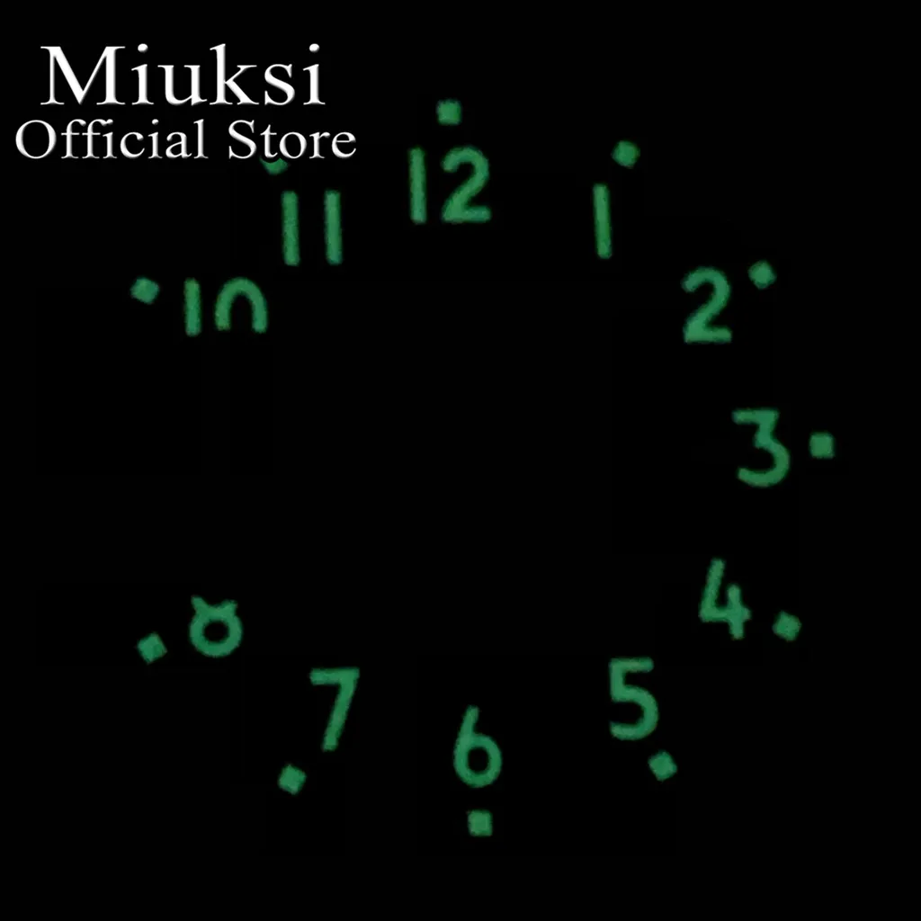 Miuksi 38.9mm black gray sterile watch dial luminous marks dial fit ETA 6497 or Sea gull st36 movement