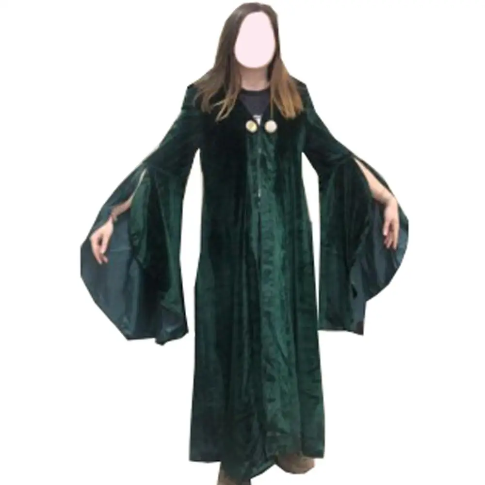 2020 Professor Minerva McGonagall Cosplay Costume Dress with Green Cape Velvet Role Play Cloak Halloween Carnival