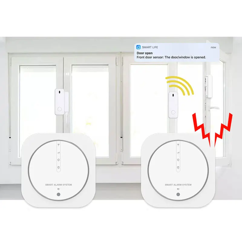 Système d\'alarme pour maison connectée Tuya, wi-fi, GSM, clavier tactile, carte RFID, télécommande avec détecteur 433MHz, capteur, compatible avec