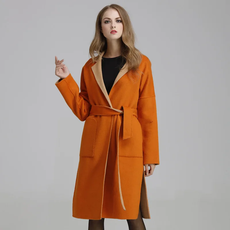 

casaco feminino Women Autumn Winter Slim Wool Maxi Long Coat Female Long SLeeve Windbreaker Outwear manteau femme