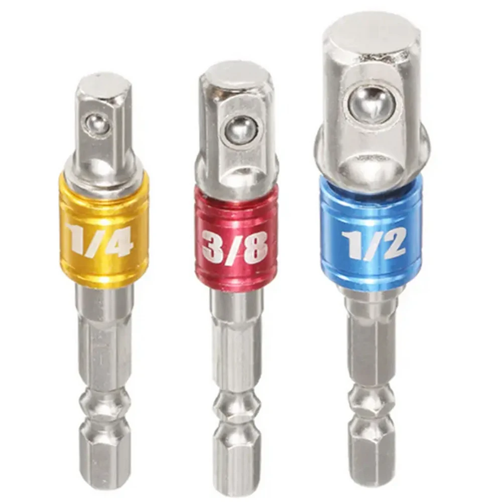WENXING 3pcs di Alimentazione Conducente Cacciavite Presa Adattatore Po Trapano Dado Driver 1/4 "3/8" 1/2 "Esagonale Gambo barra di Estensione di alimentazione Adattatore