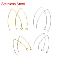 20pcs/lot Golden Color Hypoallergenic Stainless Steel V Shape Earrings Hooks Clasps Wire For Craft Diy Jewelry Making Findings