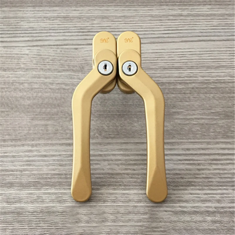 Aluminum Alloy Window Lock Square Shaft Pull Handle Diamond Mesh Casement Window Curved Key Square Steel Handle Lock
