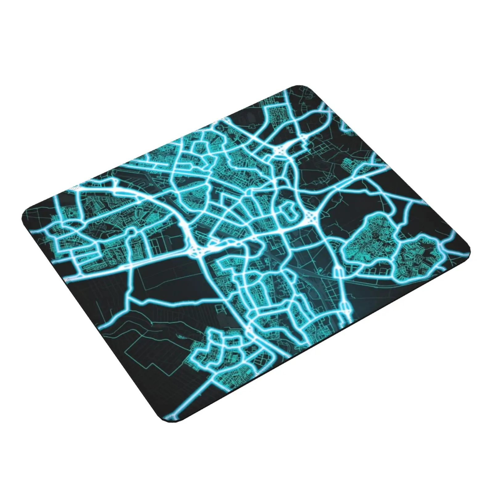 Utrecht , Netherlands , Blue , White , Neon , Glow , City , Map Mouse Pad DIY Print Cushion Utrecht Netherlands