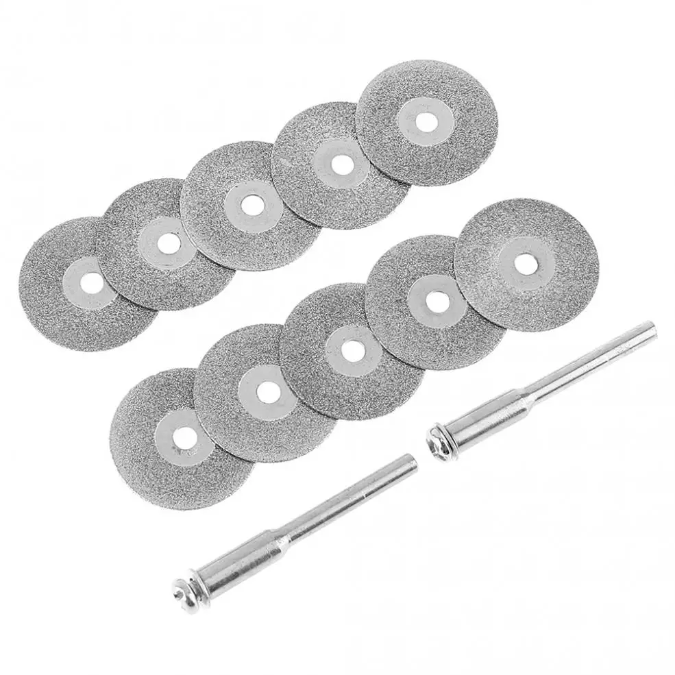 TORO 10pcs/set 25mm Diamond Cutting Discs Saw Blade with 2pcs 3mm Diameter Fixed Rod Suitable for Cutting Glass Metal