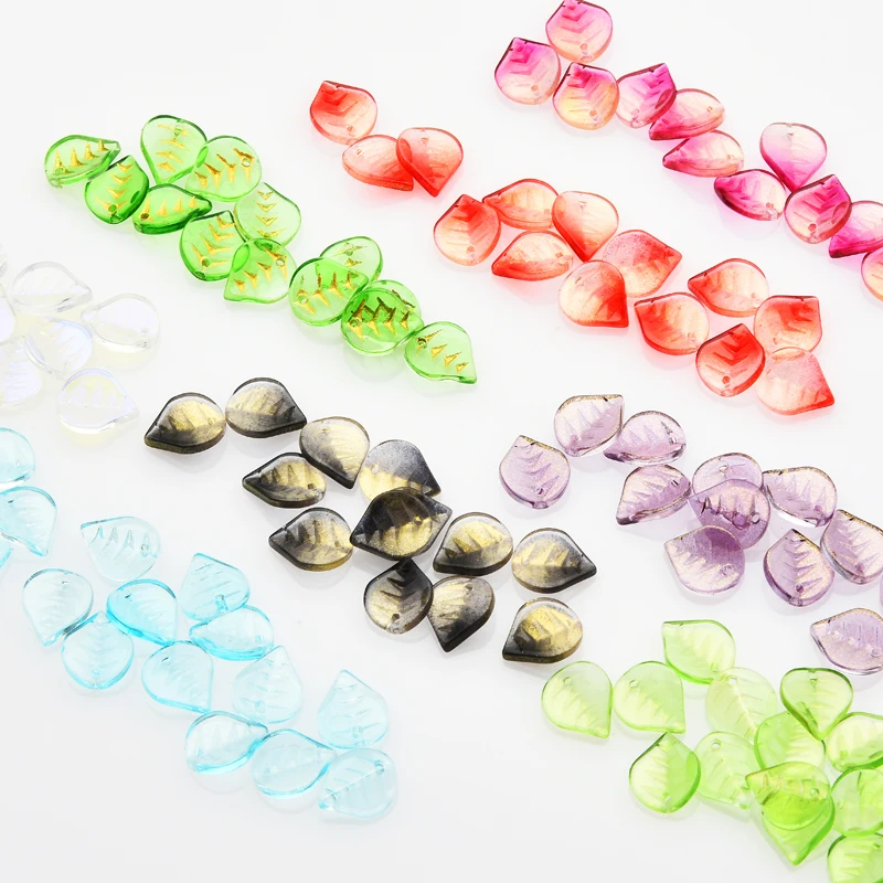 50 Stück 10x13mm Acryl Blatt Charms Blätter Perlen Anhänger für Diy Halskette Armband Ohrringe Schmuck handgemachte Handwerk