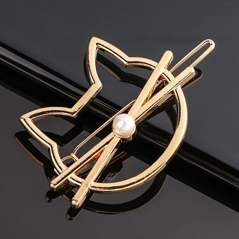 New Fashion Metal Love Heart Hair Clip Elegant Pearl Round Barrette for Women Girls Sweet Hairpins Barrettes Hair Accessories