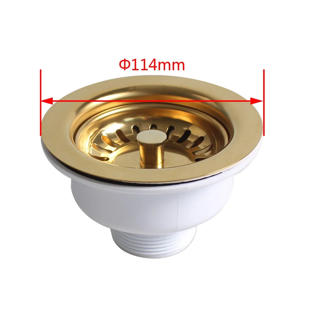 

MTTUZK Sink drain bowl shape drainer Gold stainless steel drainer Antique 114mm drainer Kitchen sink filter drain