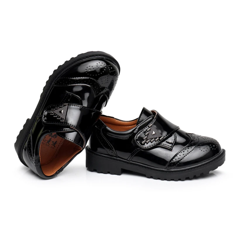 Children leather shoes kids black white school student performance shoes British casual laces soft leather shoes size 26 to 42