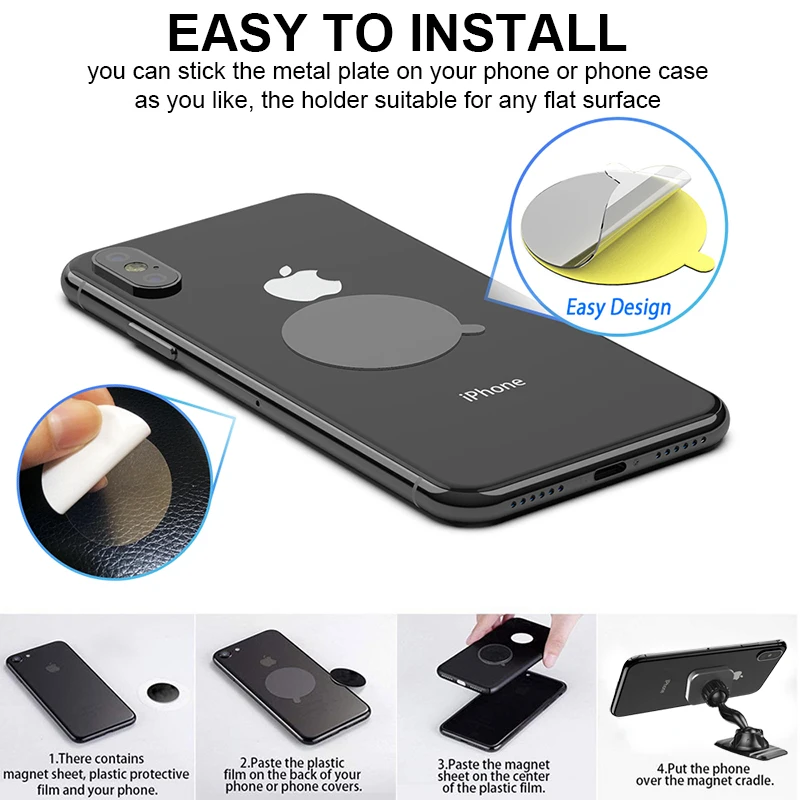 XMXCZKJ Magnetic Car Phone Holder For Phone in Car Double 360 Degree GPS Strong Magnet Holder For iPhone Xiaomi Dashboard Mount