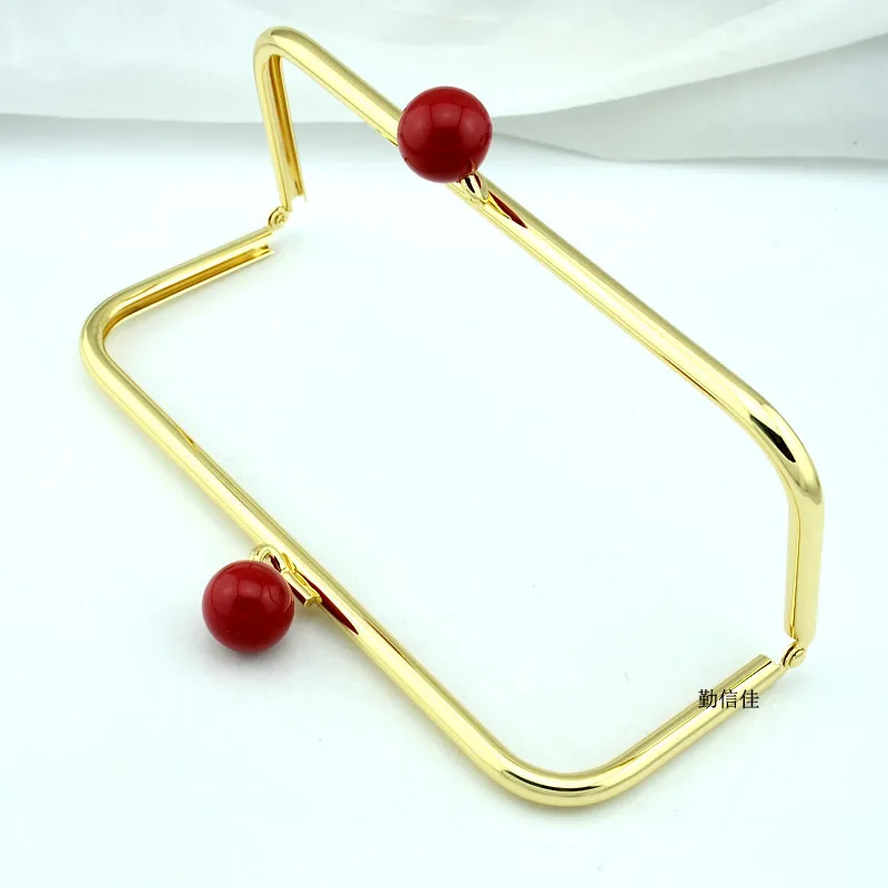 One Piece 22*9cm Square Tube Slot Gold Candy Resin Lock Pearl Golden Bronze Purse Frame Of Handbag Metal Material Accessories