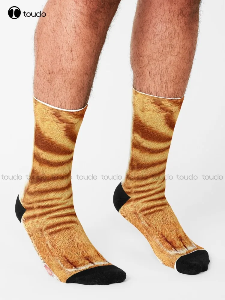 Ginger Cat Paw Socks Socks Womens Boot Socks Personalized Custom Unisex Adult Teen Youth Socks 360° Digital Print Christmas Gift