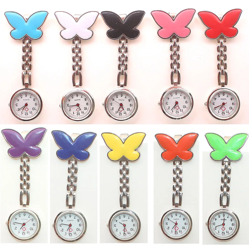 Orologio da infermiera a forma di farfalla Orologi da cartone animato carino Orologio da tasca modello da infermiera al quarzo da donna Buon regalo Farfalla Dropshipping