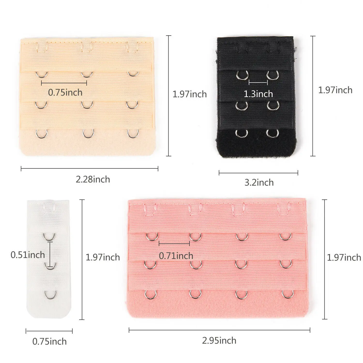 10PCS Bra Extenders สายรัด 3 ตะขอ 2 แถวผู้หญิง Intimates ยาว Bra Hook Extenders Bra Intimates อุปกรณ์เสริม