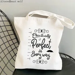 Bolsa de compras de lona feminina, perfeita em todos os sentidos, Mary Poppins, Harajuku Shopping, bolsa de menina, ombro, senhora