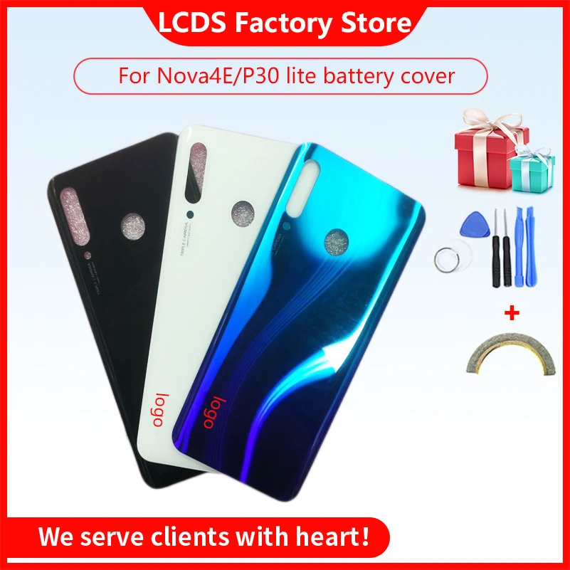 Battery Back Cover For Huawei P30 Lite Door Case For HUAWEI Nova 4E Housing Replacement + Back Camera Glass Lens Case