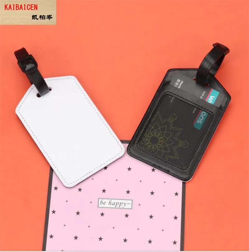 

20SETS Blank Sublimation PU Leather baggage tag Holder for Hot transfer Printing Leather Blank DIY with card bag products