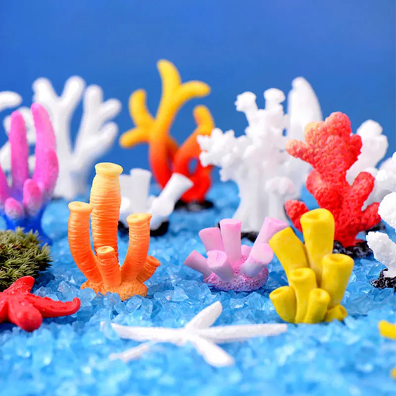 Cute Artificial Coral Gifts Mini Resin Colorful Small Ornaments DIY Aquarium Decor Fish Tank Decoration Colorful Resin Coral new