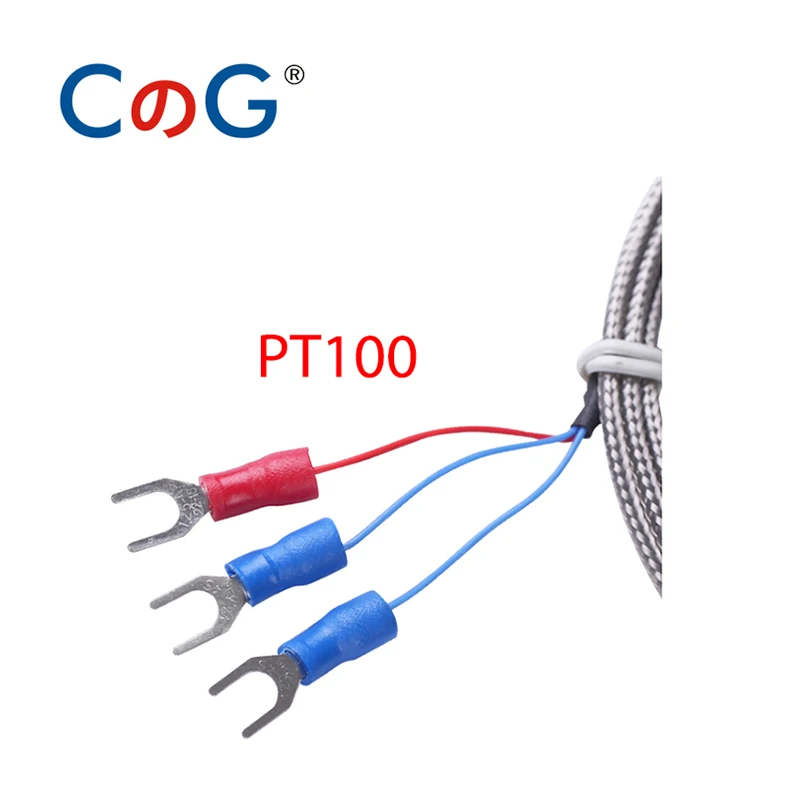 CG WRNT-02 M6 Screw K J PT100 Type 1M 2M 3M 5M Wire Cable Thermocouple Temperature Sensor for Industrial Temperature Controller