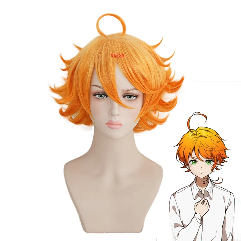 

The Promised Neverland Emma Orange Short Wig Cosplay Costume Yakusoku no Neverland Heat Resistant Synthetic Hair Role Play Wigs