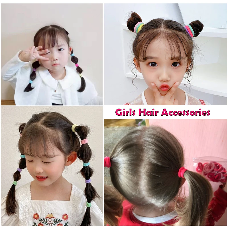 60/100pcs/Set Girls Nylon Rubber Bands Elastic Hair Bands Hair Accessories Children Ponytail Holder Headband Kids Ornaments Gift