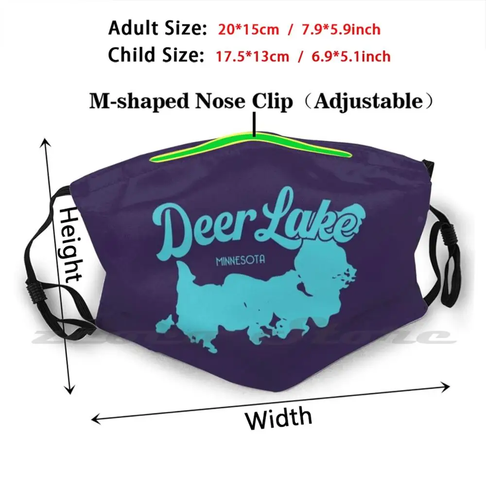 Deer Lake , Deer River Mn Retro Mask DIY Washable Filter Pm2.5 Mouth Trending Great Lakes Lake Deer Grand Rapids Cohasset Deer