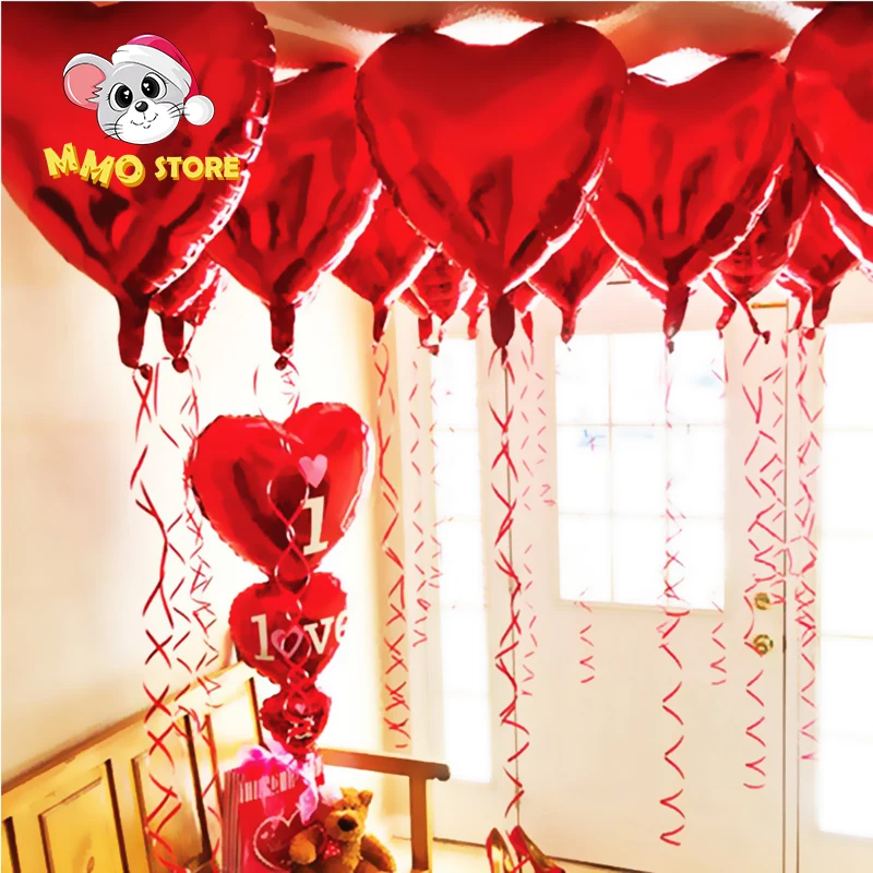 

5pcs 18inch heart shaped single color aluminum balloon wedding proposal background party decoration birthday decor helium ballon