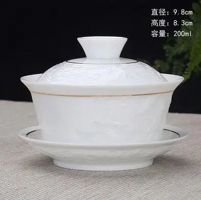 Chinese handgeschilderde Kungfu theeservies, terrine Dehua, wit porselein, Gaiwan, pannenset voor op reis, snelle kop, hoge kwaliteit