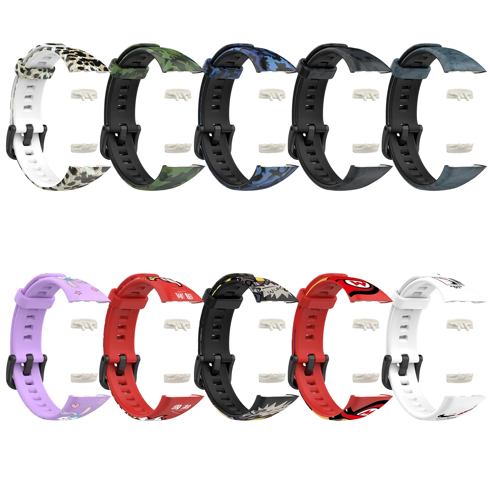 Strap with Colorful Print For Huawei Honor Band 6 6pro Smart Watch Wrist Premium 16mm Width Silicone Fitness Tracker Watchband