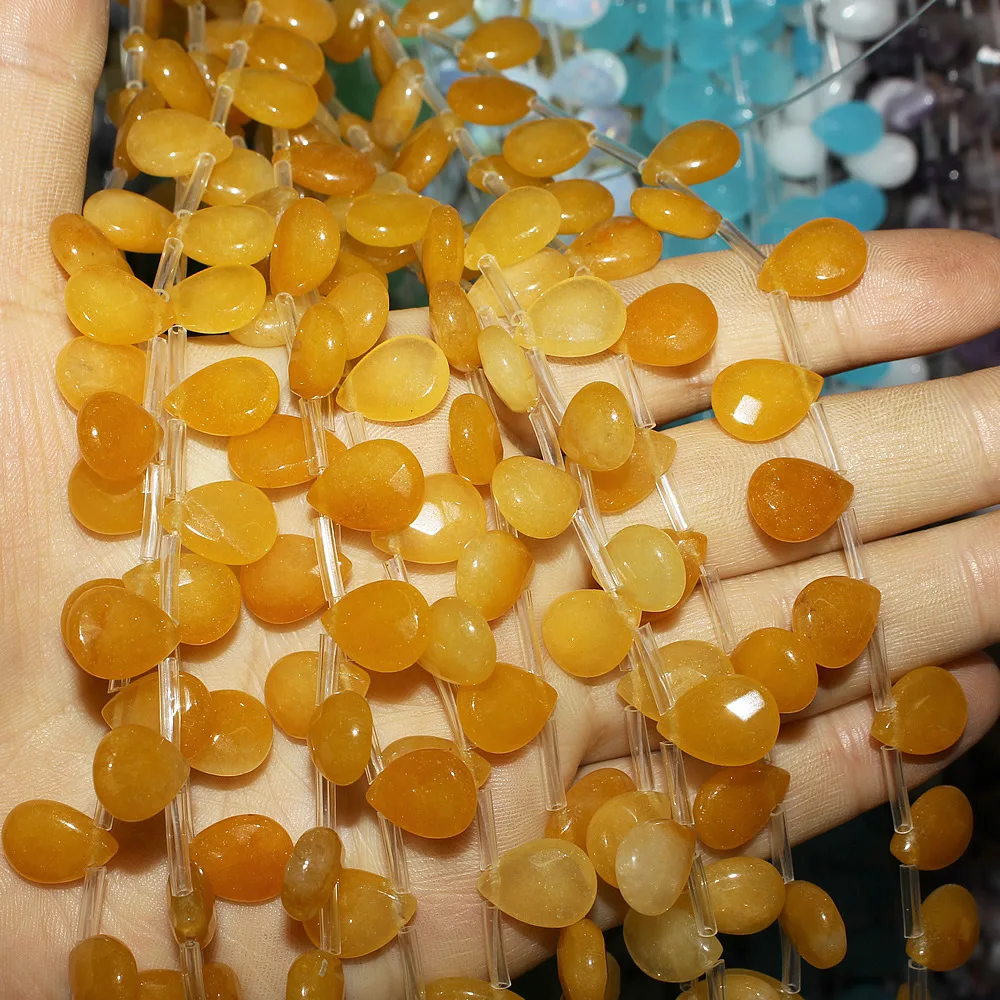 Natural Stone Crystal Aventurine Beaded Charms Jewelry Making 10*12mm Drop-shaped Piece Loose Beads DIY Bracelet Necklace Parts