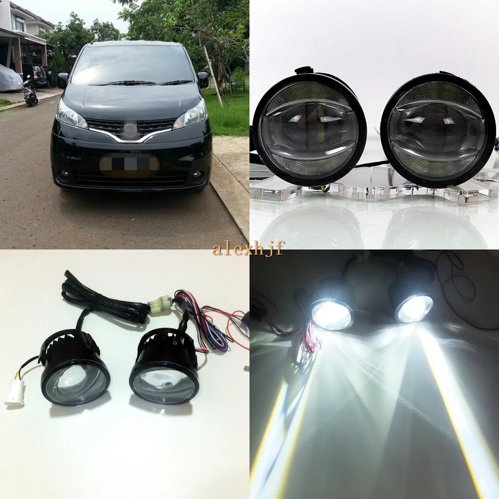 

July King 1600LM 24W 6000K LED Light Guide Q5 Lens Fog Lamp +1000LM 14W Day Running Lights DRL Case for Nissan Evalia 2006+