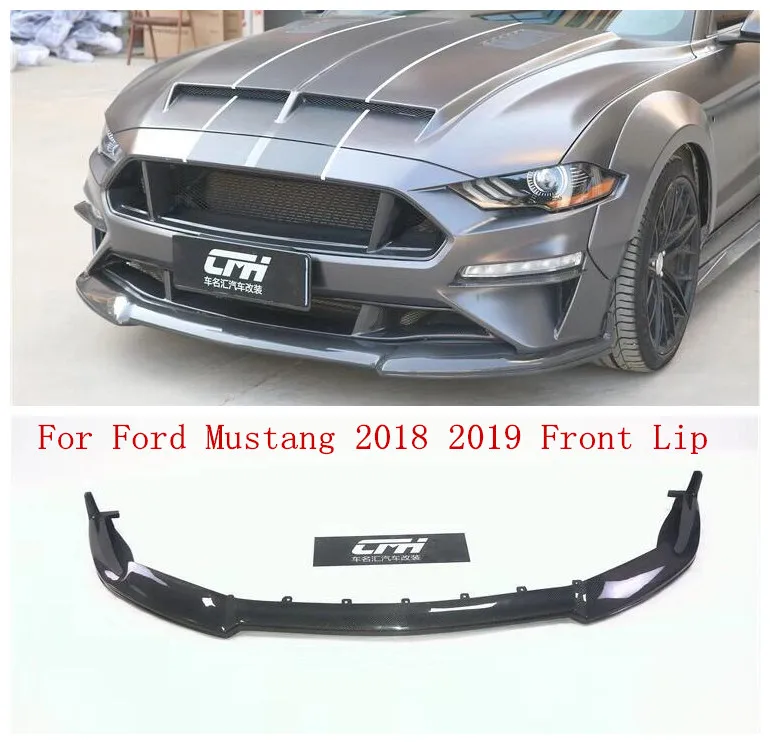 Carbon Fiber Front Bumper Lip Spoiler Auto Car Diffuser Fits For Ford Mustang 2018 2019