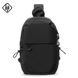 HK Men's Waterproof Crossbody Bag Fashion Oxford Shoulder Sling Bag Multifunction Short Travel Messenger Chest Pack For Male