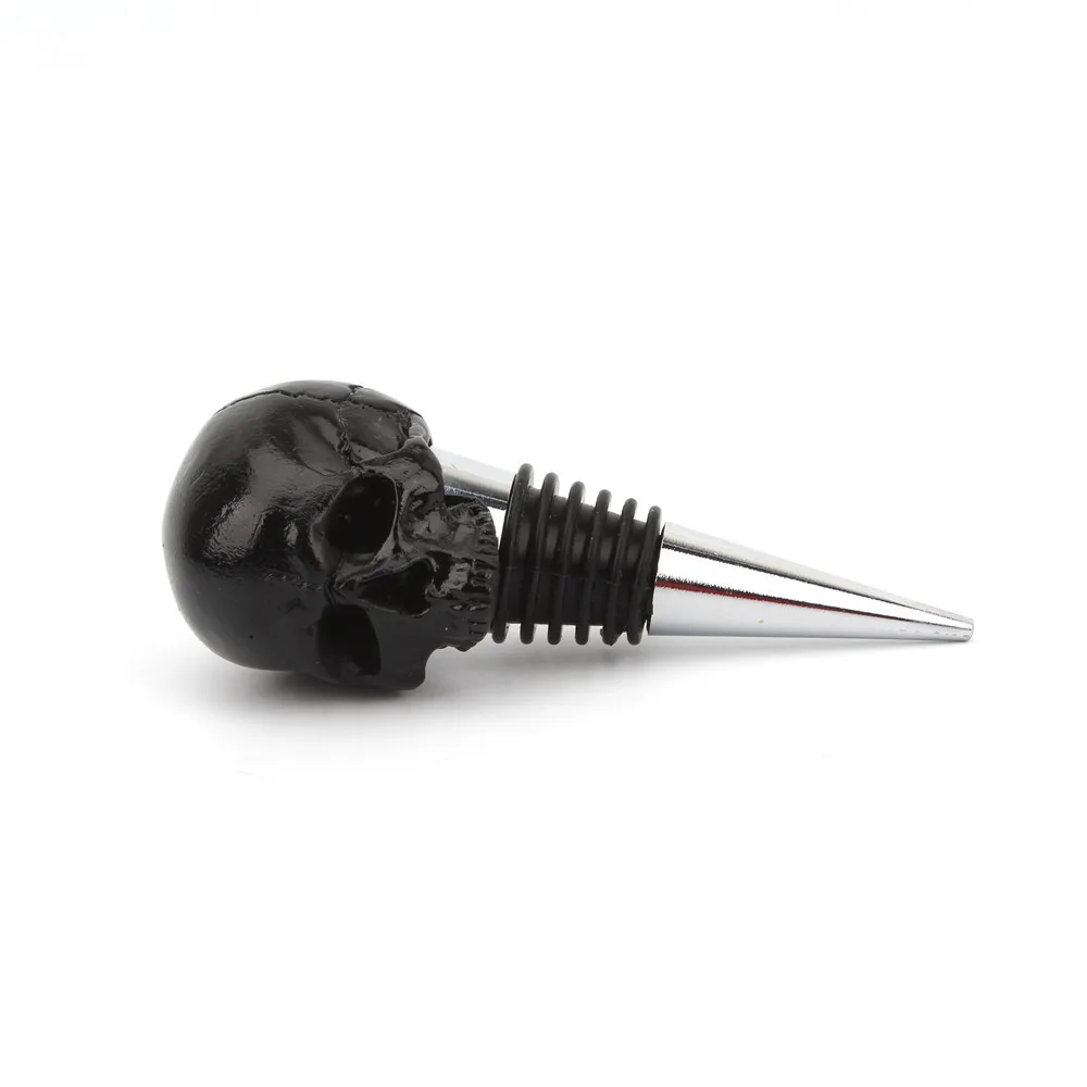 

Home Stereo Black Skull Head Wine Stopper Ghost Head Glass Wine Bottle Stopper Creative Dining Kitchen Bar Tools