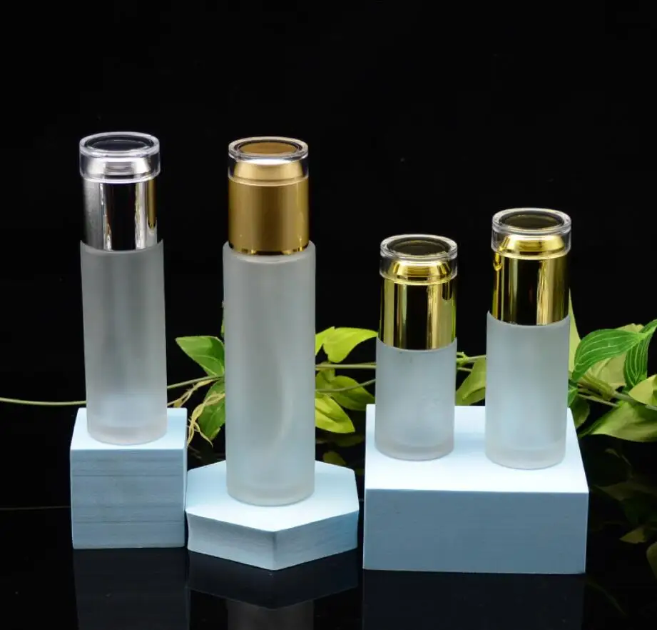 

100ml frosted glass bottle gold/silver/white lid lotion/emulsion/toner/toilet/water/toner foundation skin care packing