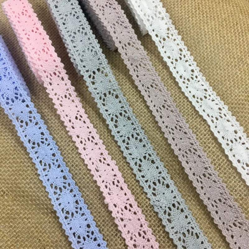 2Yards 2-6cm Crocheted Webbing Cotton Lace Trims for Handmade DIY Sewing Garments Accessories Wedding Deco Gift Floral Packing