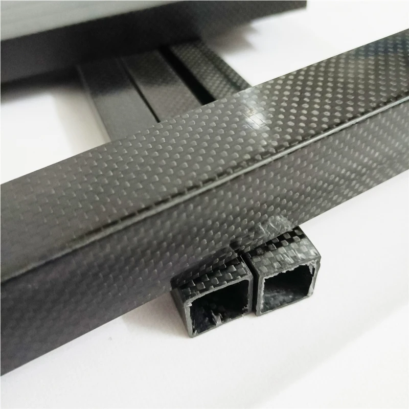 3K Full Carbon Fiber Vierkante Buis Hoge Sterkte Od 10Mm 15Mm 20Mm 22Mm 25Mm 30Mm Vlakte Glanzend Oppervlak 250Mm 300Mm 500Mm 600Mm