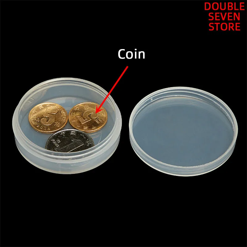 Outside 5.5cm*1.8cm Round PP Plastic Box Transparent mini portable plant and insect specimen coin collection box