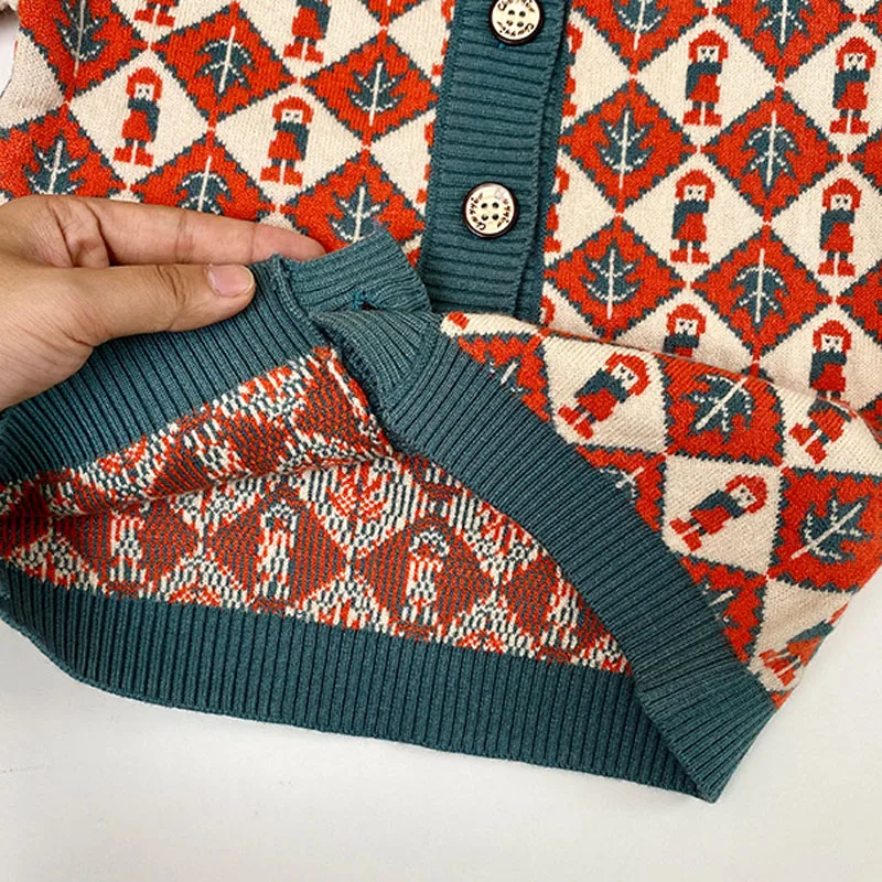 Girls Sweater Suit Spring And Autumn Baby British Style Knitted Cardigan Suspender + Dress Baby Kids Children\'S Casual Clothing