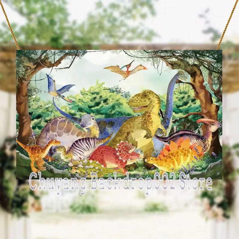 Jurassic Park Birthday Boy Photograpy Background Dinosaur Cosplay Family Party Dinner Table Banner Decor Poster Vinyl Backdrops