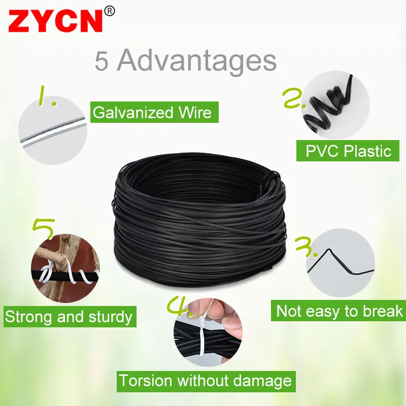 1 Roll Plastic Coated Iron Wire Twist Ties Cable Organizer Plant Vines Line Management 0.55/0.75mm Round/Flat Type Wrap Colored