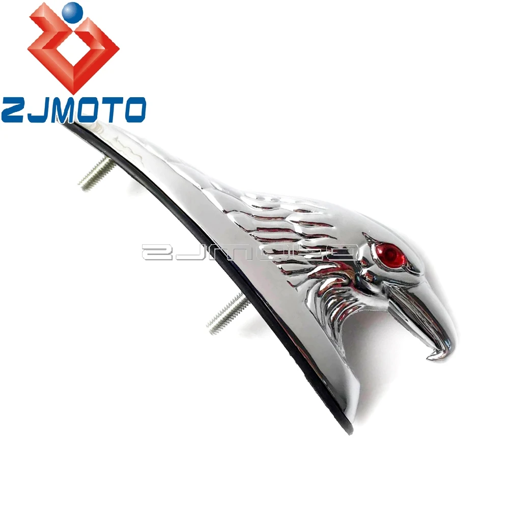 Chrome Motorcycle Eagle Head Fender Ornamental Statue For Honda Yamaha Suzuki Kawasaki Custom Bonnet Mascot Mudguard Decoration