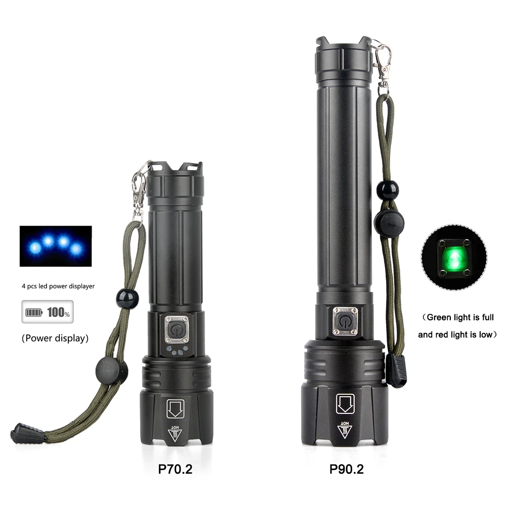 XHP90.2 XHP70.2 LED Flashlight Tactical Waterproof Torch Zoom Hunting Camping Lamps 26650 Rechargeable Powerful Torch