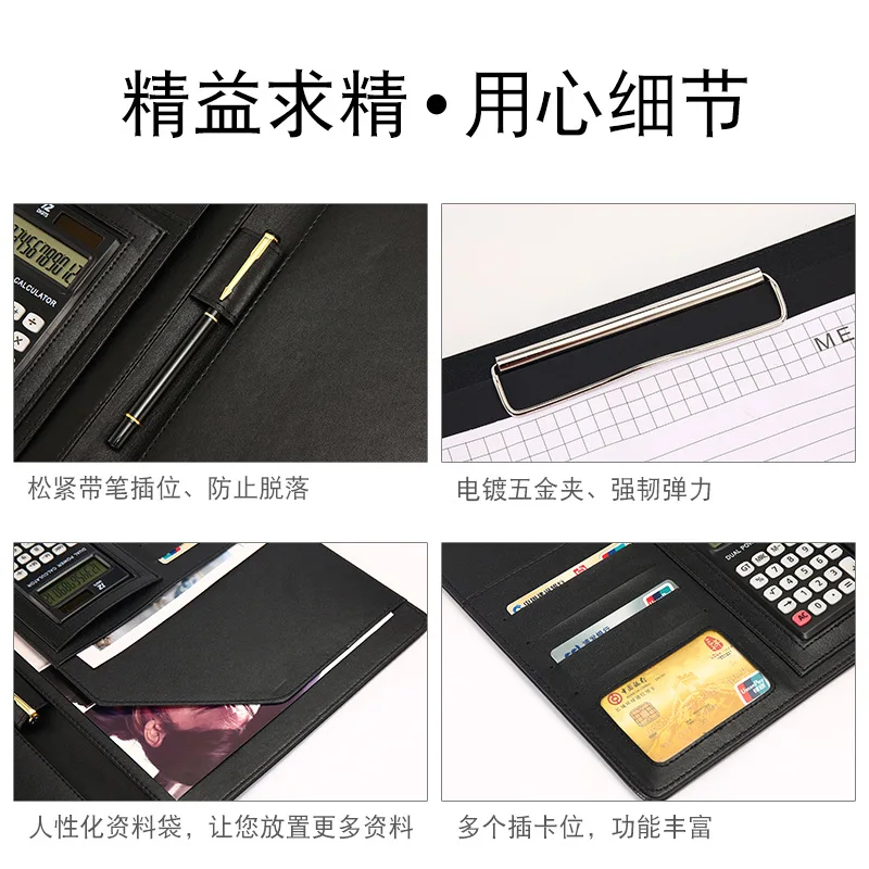 A4 Multi-Functionele Map Informatie Clip Sales Clip Lederen Map Ondertekening Dit Pad Board Business Bestandsmap