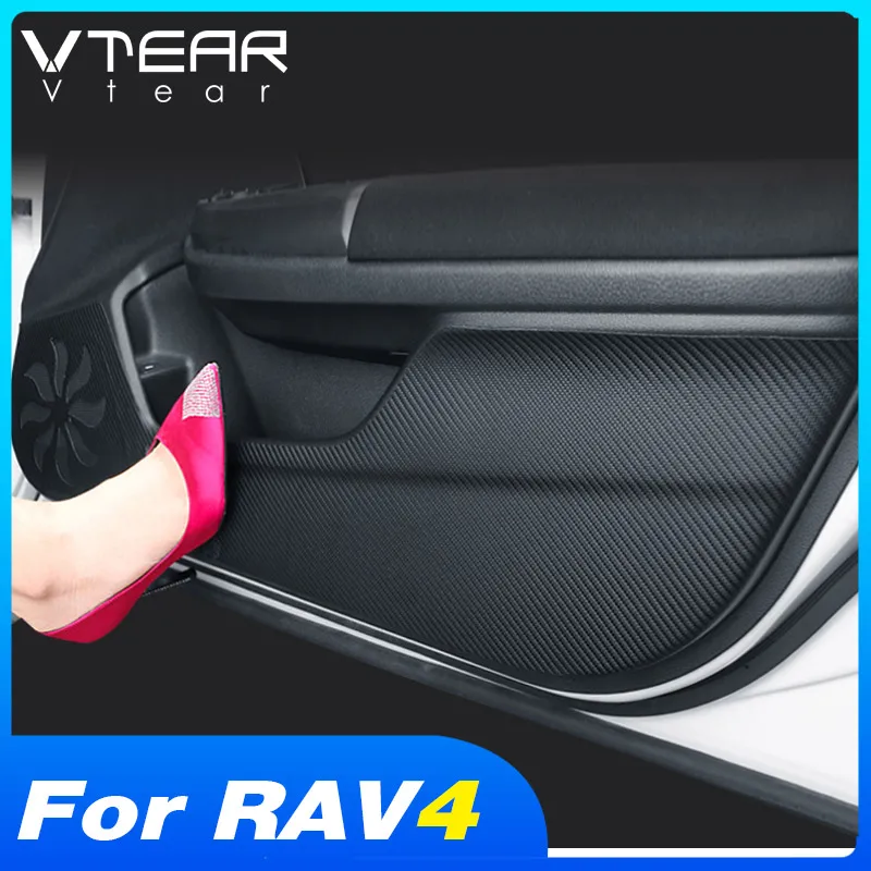 

Vtear For Toyota RAV4 2021 2019 Car Door Anti Kick Pad Protection Stickers Carbon Fiber Inner Door Side Edge Film Accessories