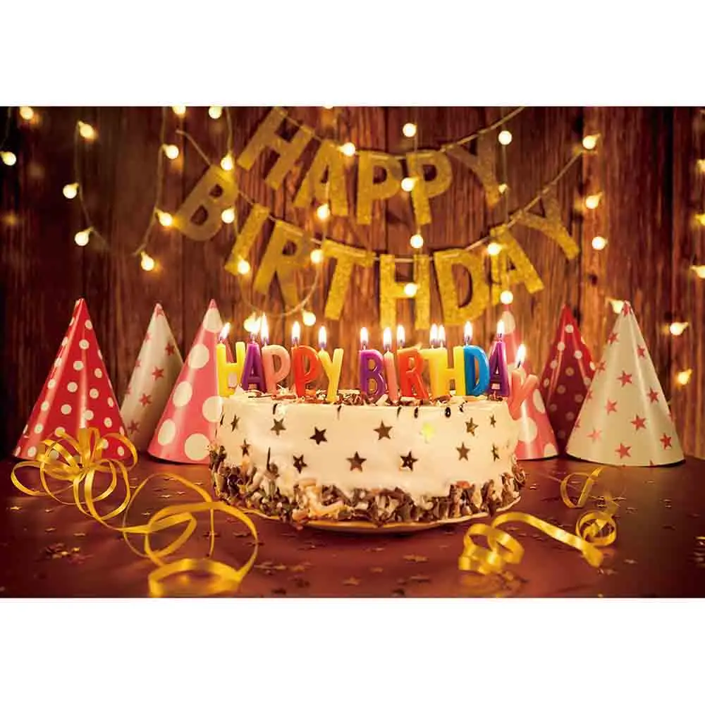 Funnytree خلفيات للتصوير الفوتوغرافي الذهبي قبعة عيد ميلاد شموع الكيك ضوء مشرق احتفال التصوير الفوتوغرافي استوديو صناديق مولعا